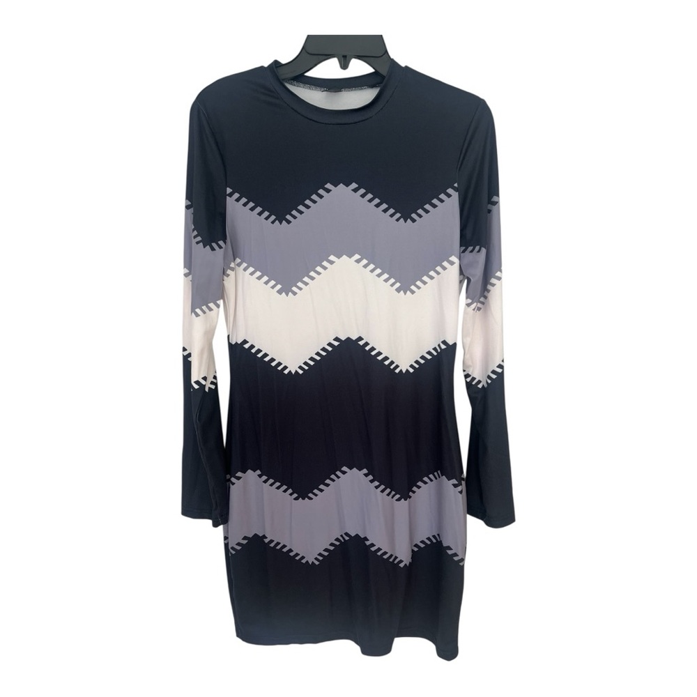 SHEIN Women's Dress, Long Sleeve Bodycon Stylish Black/white and Gray. Size L.